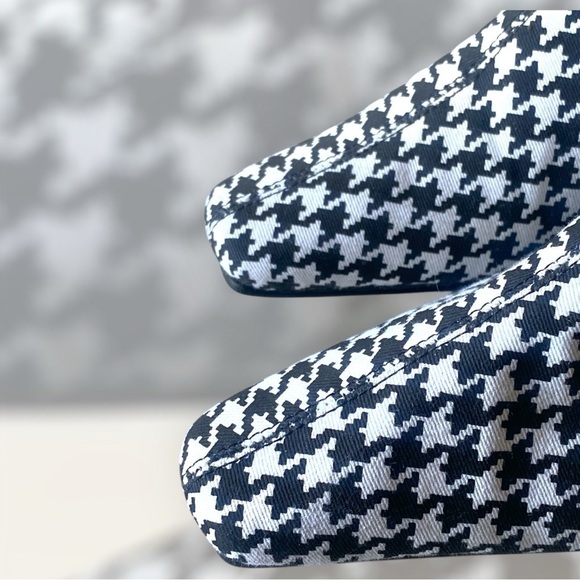 BLACK/WHITE HOUNDSTOOTH Square Toe Boots 6M Low Heel Side Zip Preppy Retro NWOT - Picture 7 of 13